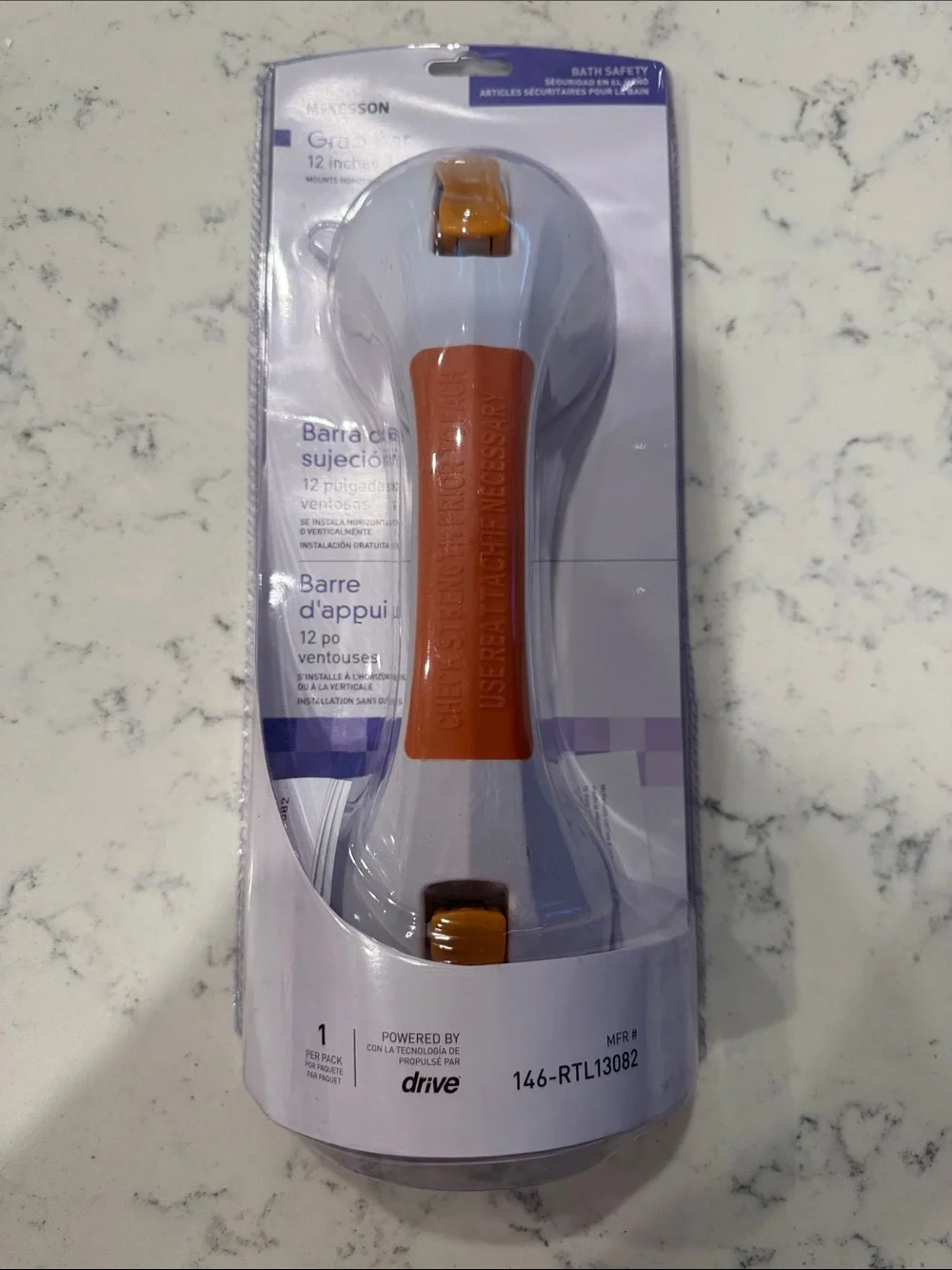 Grab Bar Bath Safety Handle in Orange and White